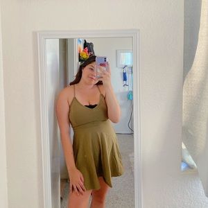 olive green skater dress